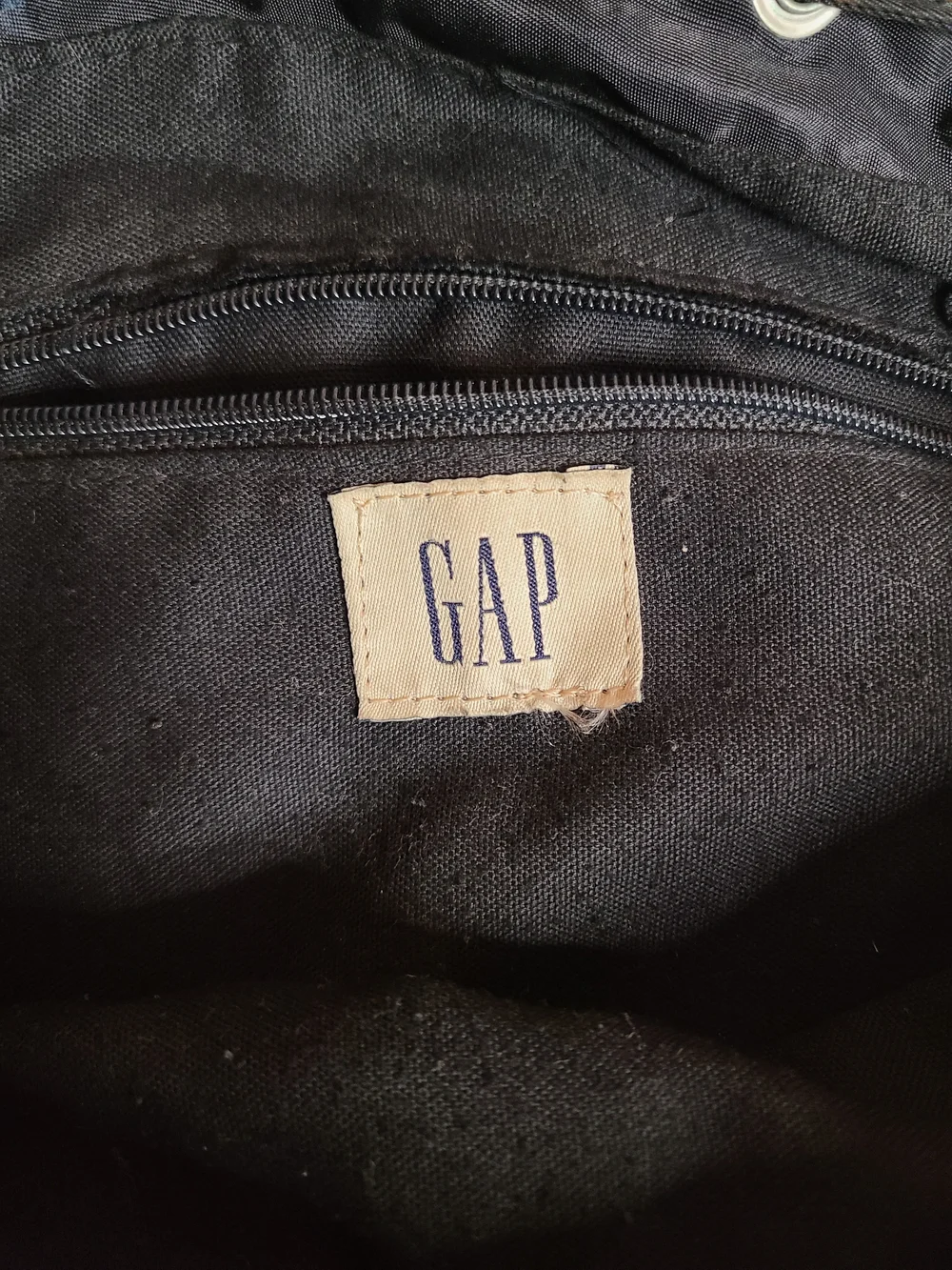 Vintage GAP Black Nylon Drawstring Backpack Rucksack Minimalist 90s Gorpcore